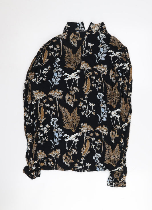 Womens UK Size M Pieces Black Basic Blouse