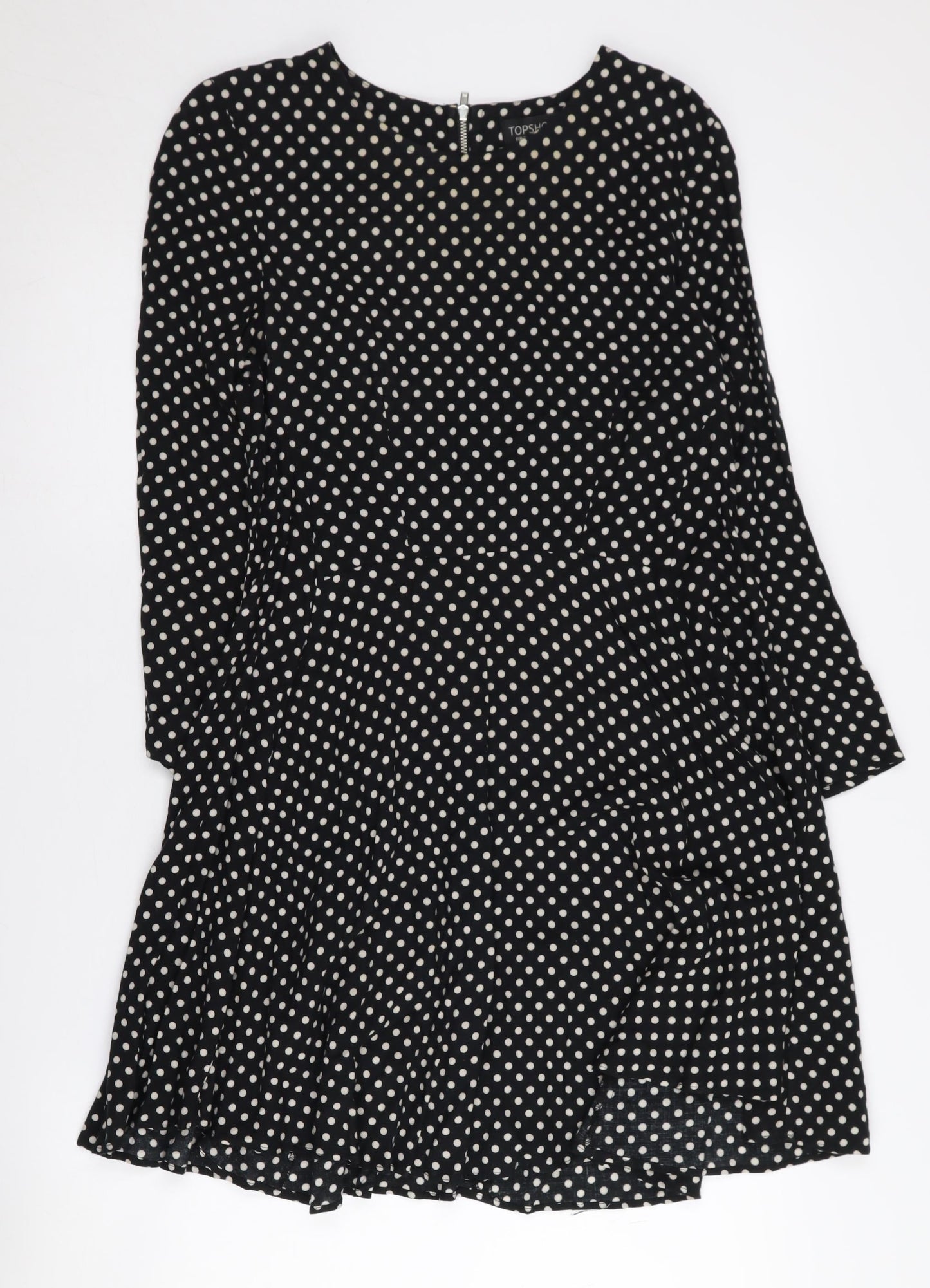 Topshop Women’s Black Polka Dot Long Sleeve Dress