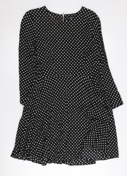 Topshop Women’s Black Polka Dot Long Sleeve Dress