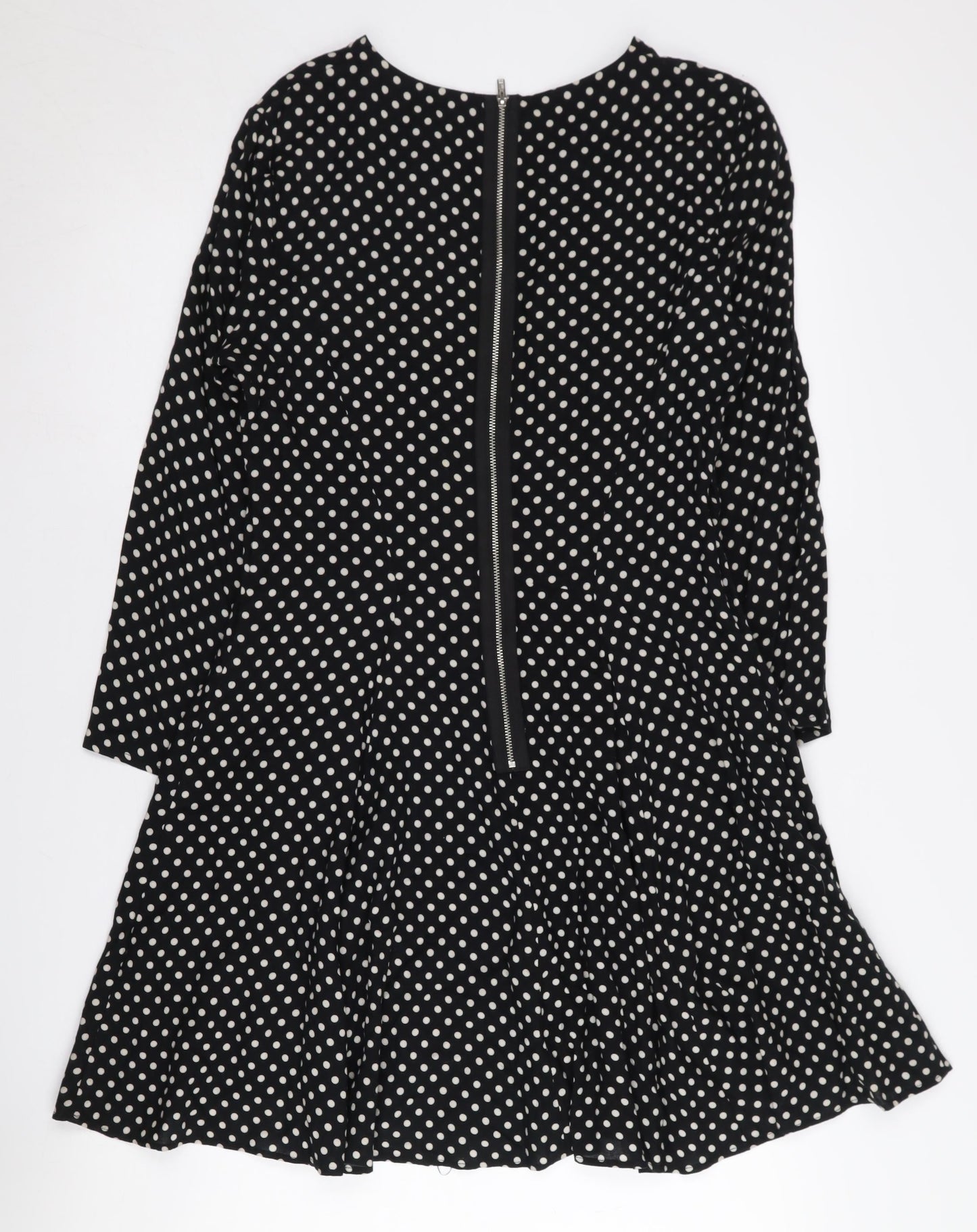 Topshop Women’s Black Polka Dot Long Sleeve Dress