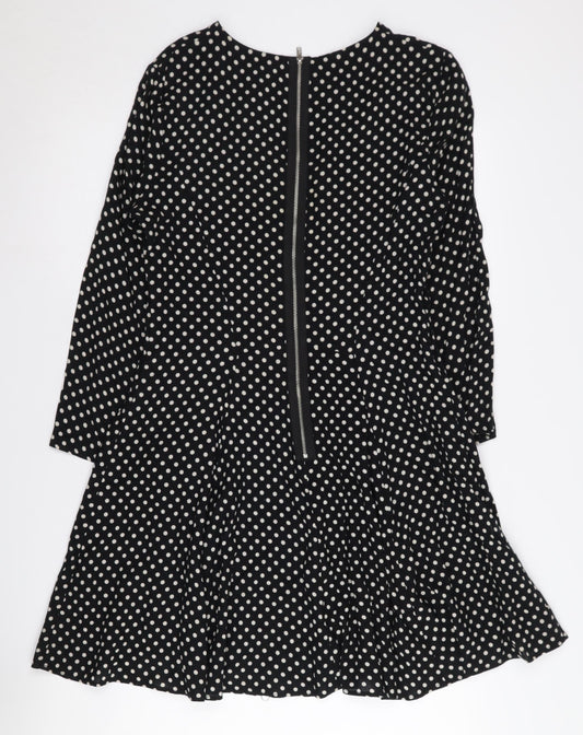 Topshop Women’s Black Polka Dot Long Sleeve Dress