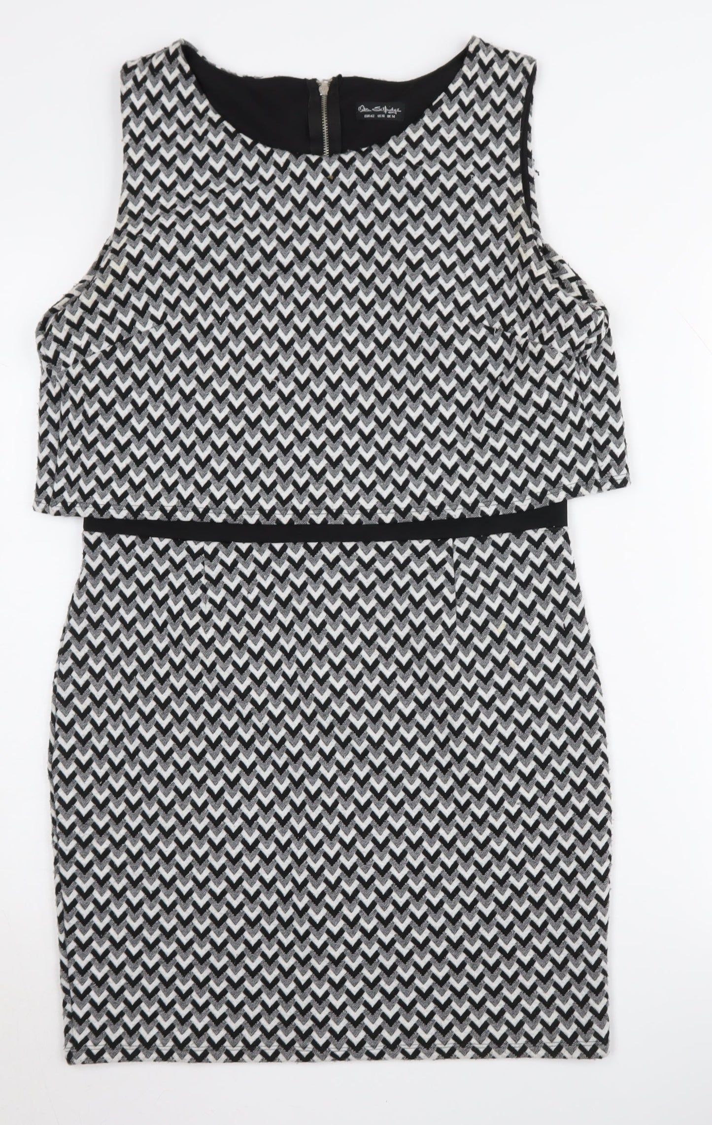Miss Selfridge Women's Black & White Chevron Pencil Dress