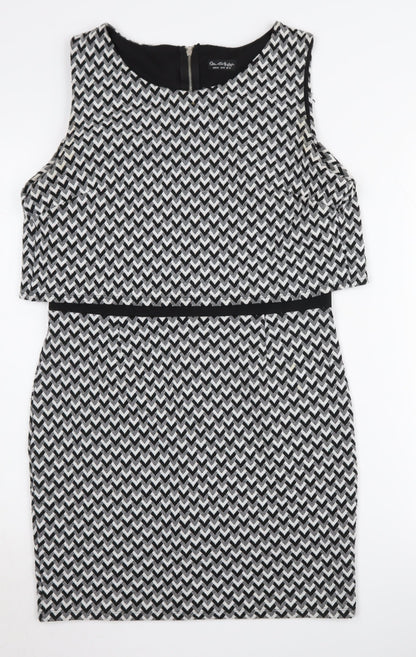 Miss Selfridge Women's Black & White Chevron Pencil Dress