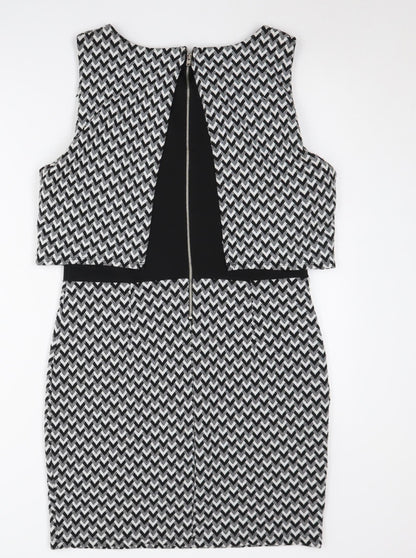 Miss Selfridge Women's Black & White Chevron Pencil Dress
