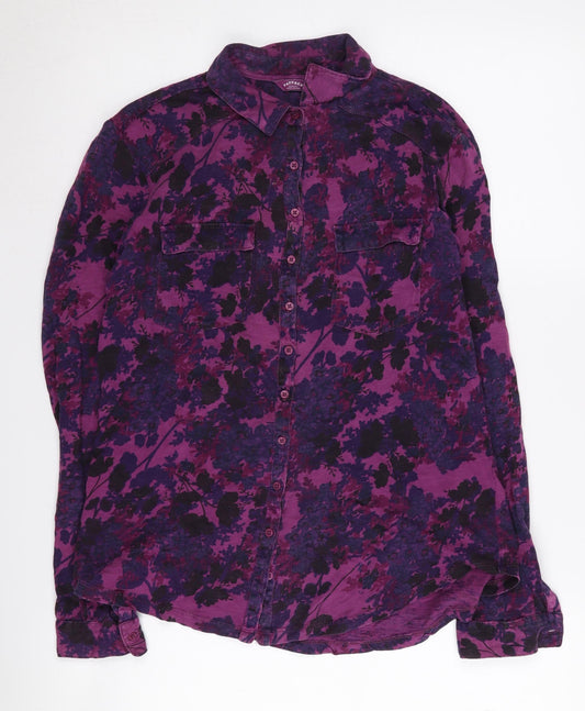 FatFace Women's Purple Floral Button-Up Shirt Size 10