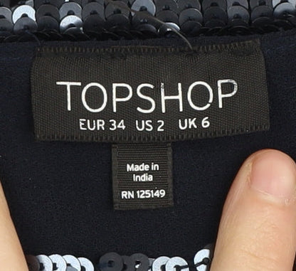 Womens UK Size 6 Topshop Black  T-Shirt