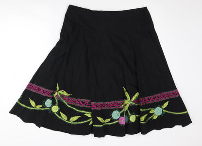 Phase Eight Women's Black Embroidered Skirt, Size 16
