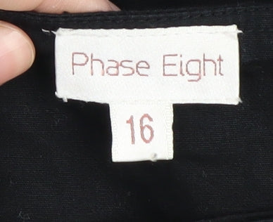 Phase Eight Women's Black Embroidered Skirt, Size 16