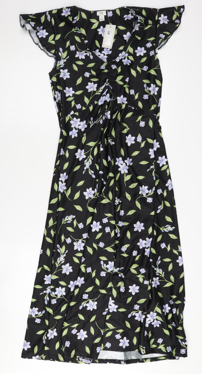 River Island Women's Black Floral Dress Size 10
