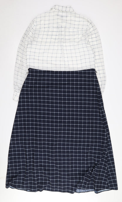 French Connection Women's Check Shirt Dress White Blue Size 8