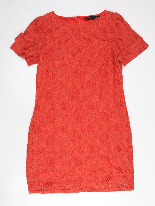 Dorothy Perkins Women's Red Lace Dress Size 14
