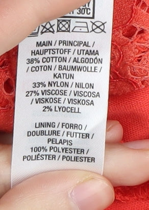 Dorothy Perkins Women's Red Lace Dress Size 14