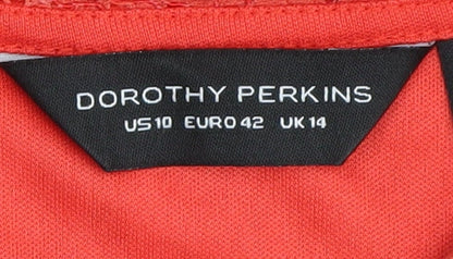 Dorothy Perkins Women's Red Lace Dress Size 14