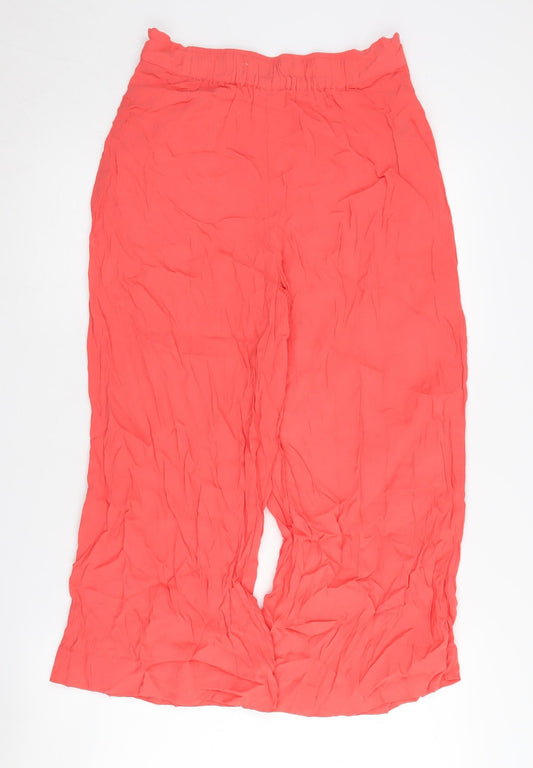 MNG Women's Red Wide-Leg Trousers, Size S, Viscose