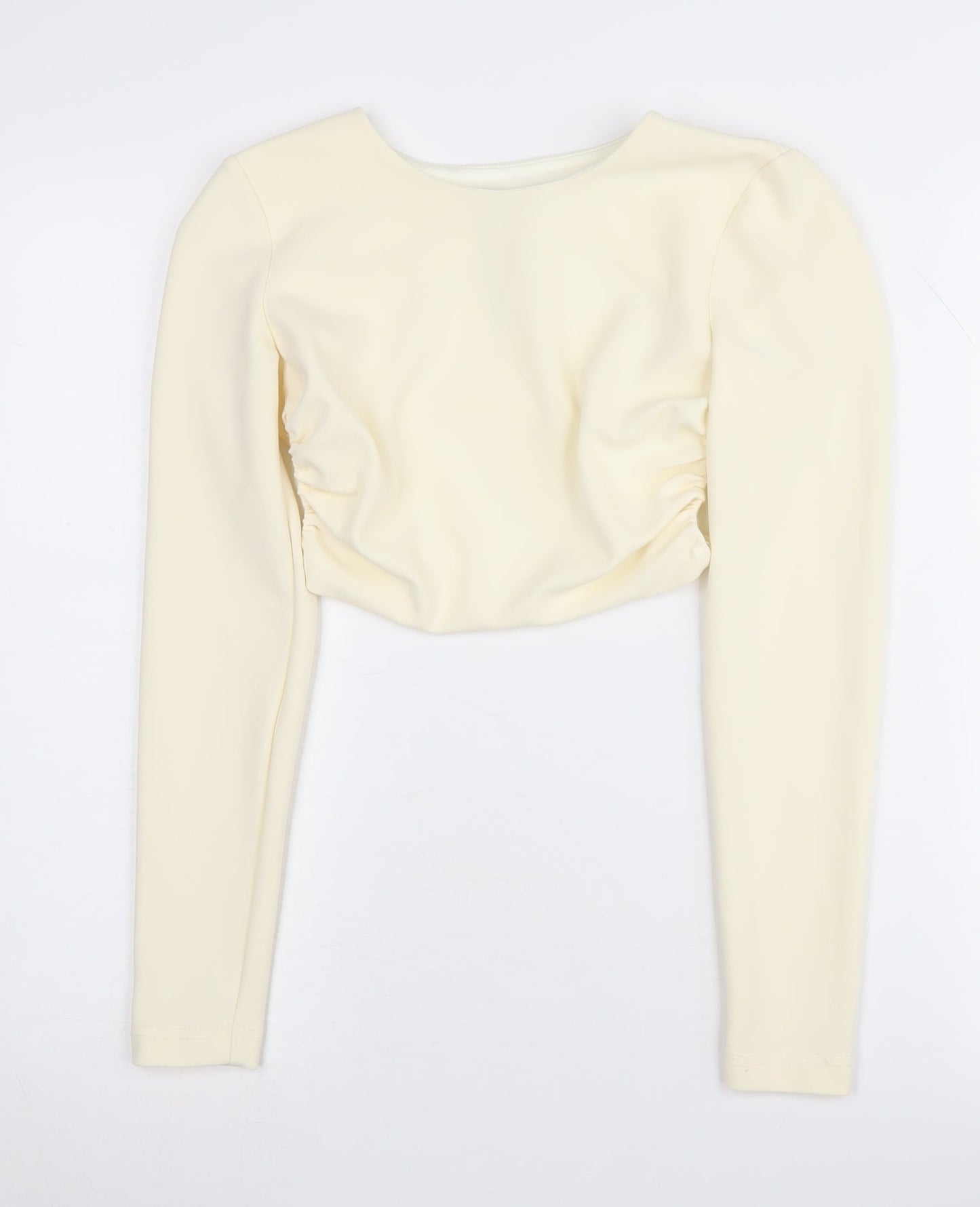 Womens UK Size XS Zara Ivory Cropped Blouse