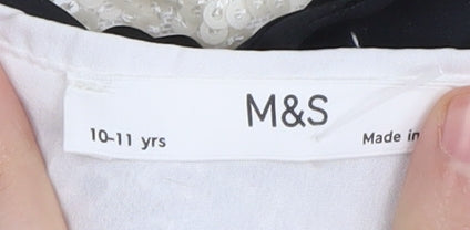 Marks and Spencer Girls Ivory Short Dress 10-11 Years, Sequin, Bow