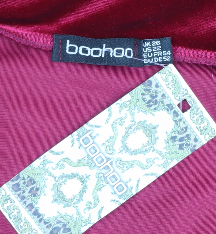 Boohoo Women's Plus Red Velvet Midi Skirt