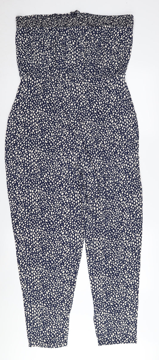 Oasis Women's Blue Spotted Jumpsuit L