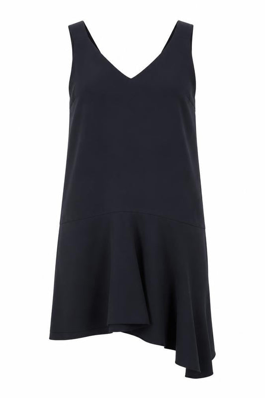Front view of ASOS Women's Black Sleeveless V-Neck Dress, size 10
