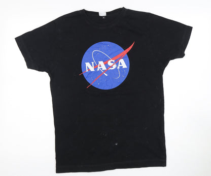Men's Small Black NASA Graphic T-Shirt, Cotton, Crew Neck, Short Sleeve