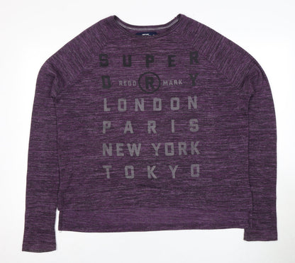 Unisex Adults UK Size M Superdry Purple Basic T-Shirt