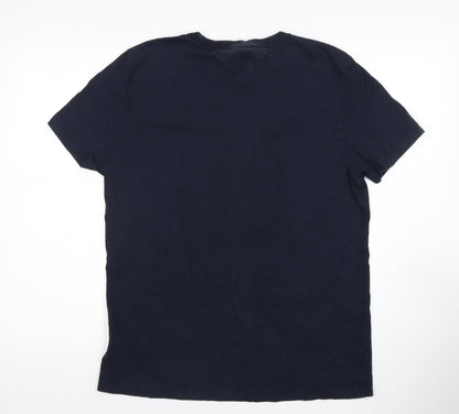Tommy Hilfiger Men's Blue Crew Neck T-Shirt Large