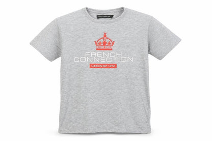 Front view of French Connection Graphic Grey T-Shirt boys’ 9-10 years