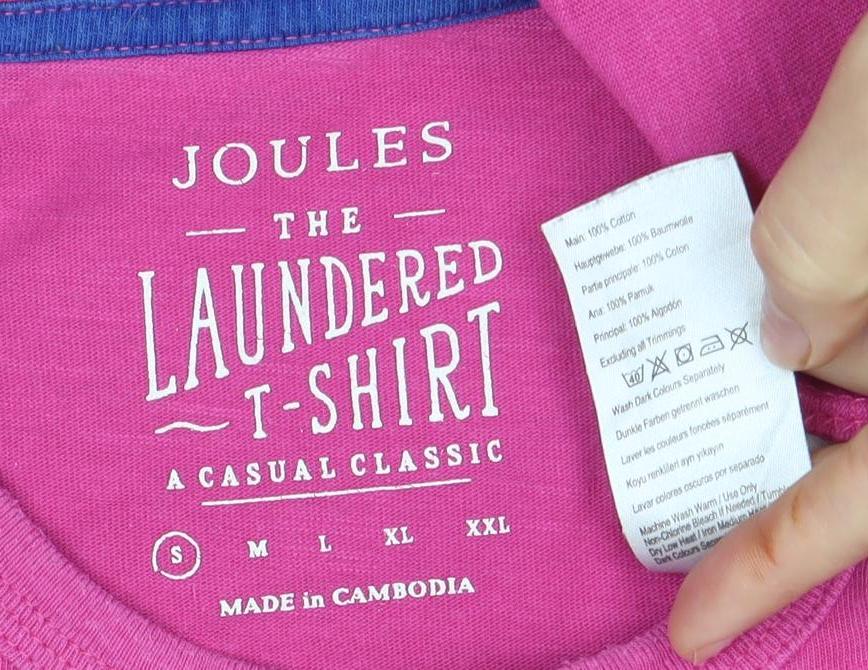 Joules Men's Pink Crew Neck T-Shirt, Size S, Cotton