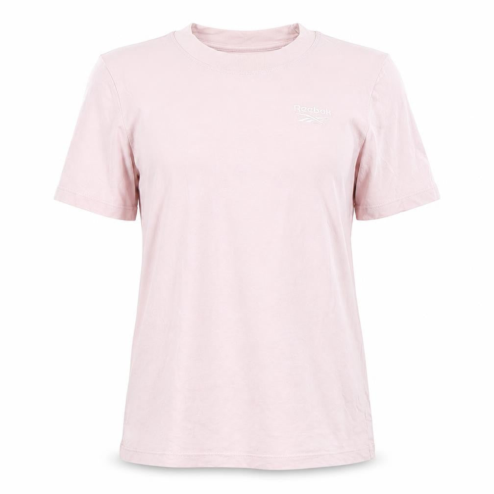 Front view of Reebok Pink unisex t-shirt s - stylish cotton tee