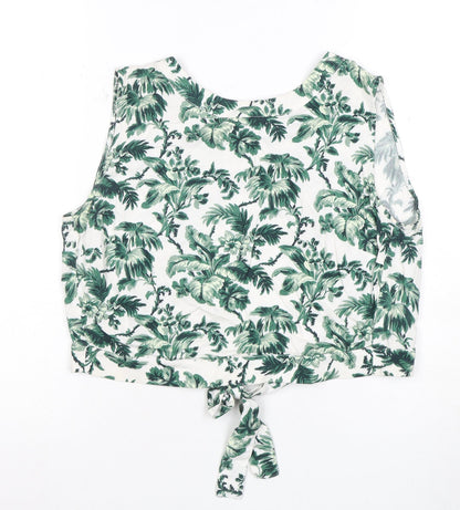 Jack Wills Women's Green Floral Sleeveless Top Size 10