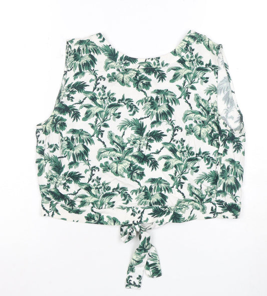 Jack Wills Women's Green Floral Sleeveless Top Size 10