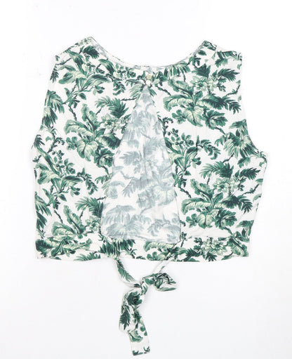 Jack Wills Women's Green Floral Sleeveless Top Size 10