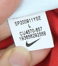 Nike Boys' Red Graphic T-Shirt - Size L, Casual Crew Neck