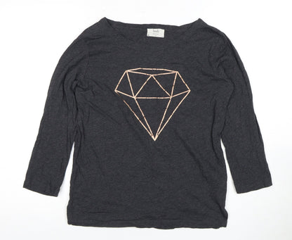 Hush Women's Black Cotton T-Shirt, XS, 3/4 Sleeve, Casual