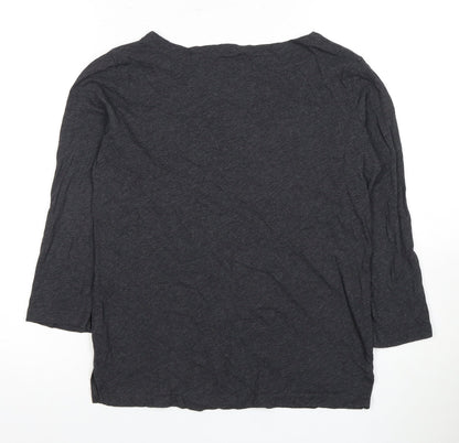 Hush Women's Black Cotton T-Shirt, XS, 3/4 Sleeve, Casual