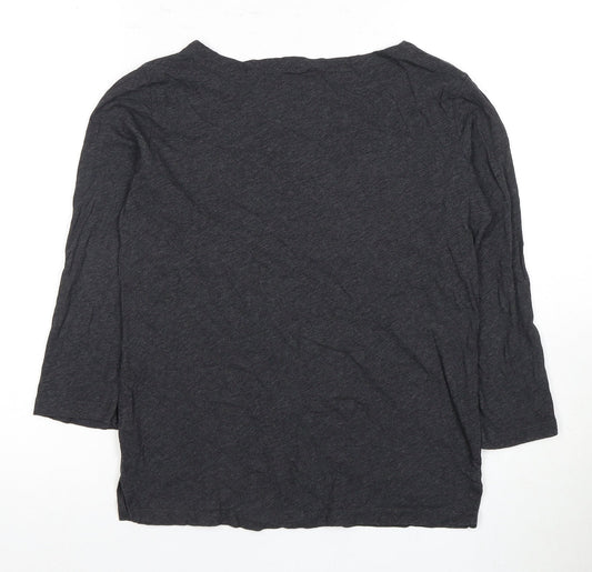 Hush Women's Black Cotton T-Shirt, XS, 3/4 Sleeve, Casual