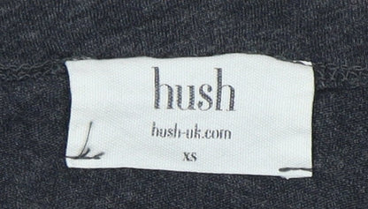 Hush Women's Black Cotton T-Shirt, XS, 3/4 Sleeve, Casual