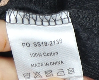 Hush Women's Black Cotton T-Shirt, XS, 3/4 Sleeve, Casual