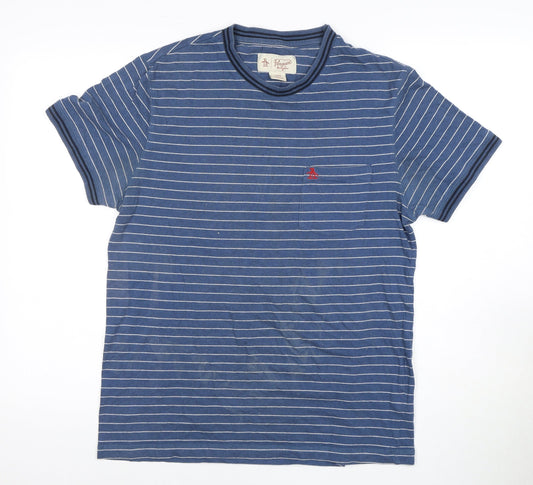 Penguin Men's Blue Striped T-Shirt L
