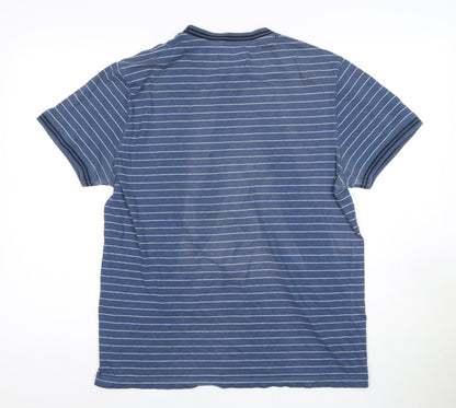 Penguin Men's Blue Striped T-Shirt L