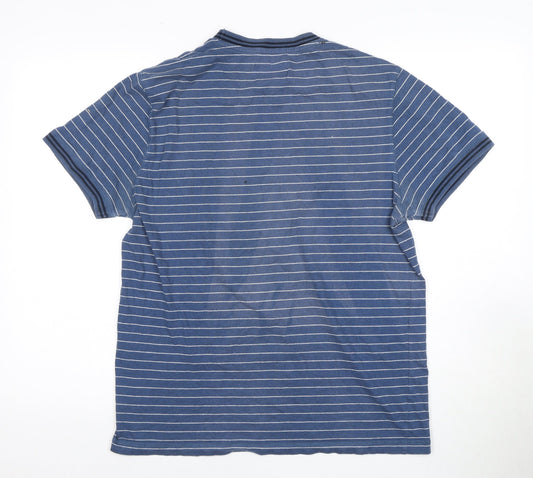 Penguin Men's Blue Striped T-Shirt L