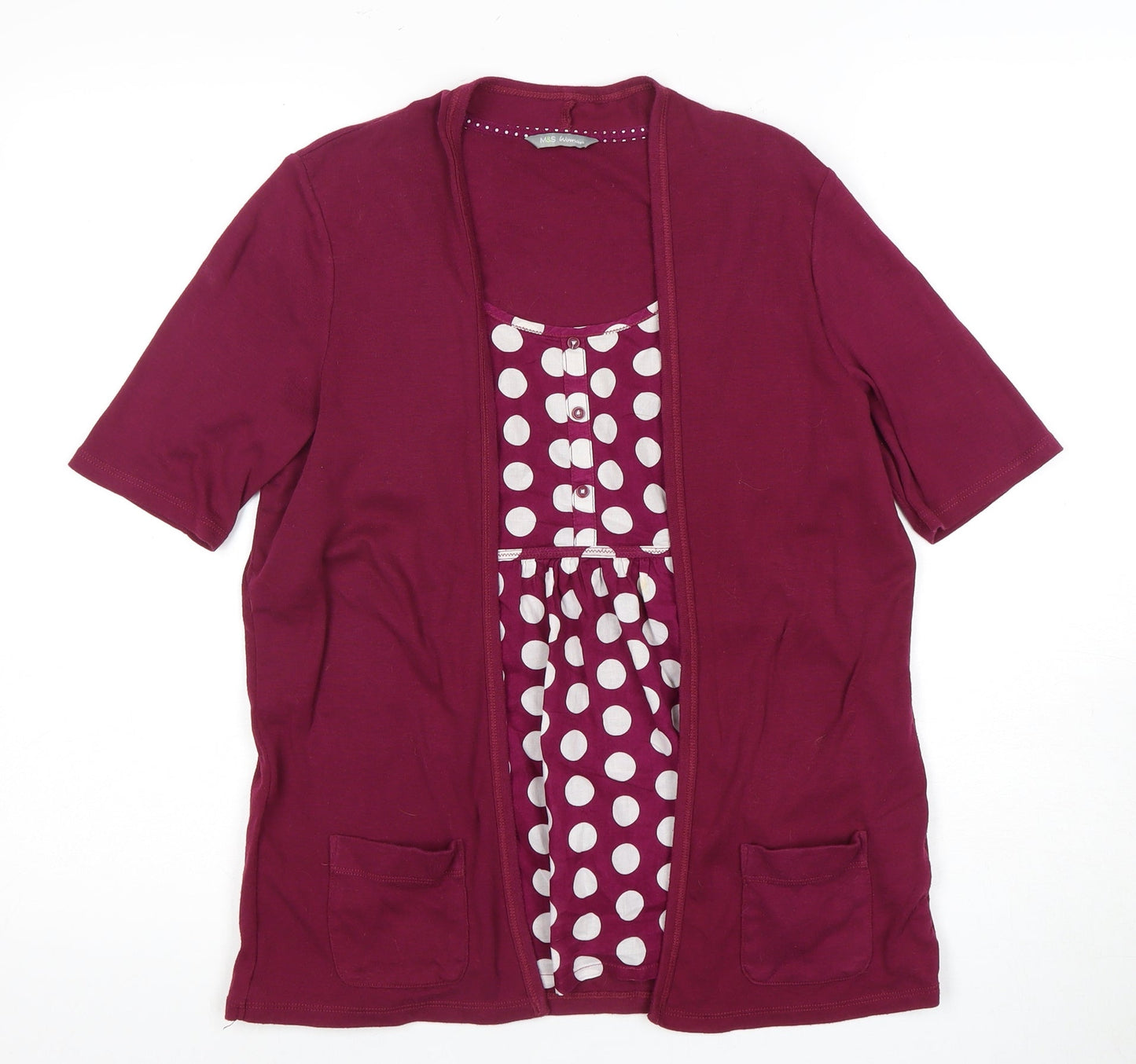 Womens UK Size 14 Marks and Spencer Red Wrap Blouse