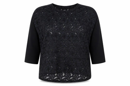 Womens UK Size 2 Post Card Black Basic Blouse