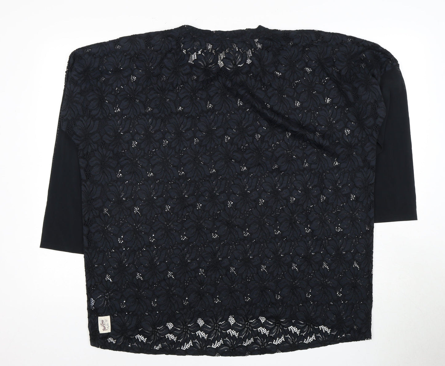 Womens UK Size 2 Post Card Black Basic Blouse