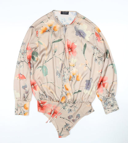 Zara Women's Multicoloured Floral Bodysuit Size 6