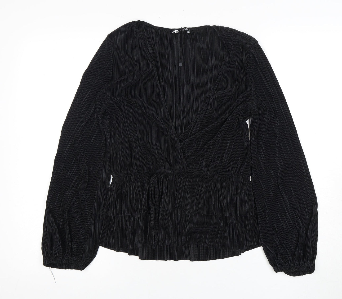Womens UK Size XS Zara Black Wrap Blouse