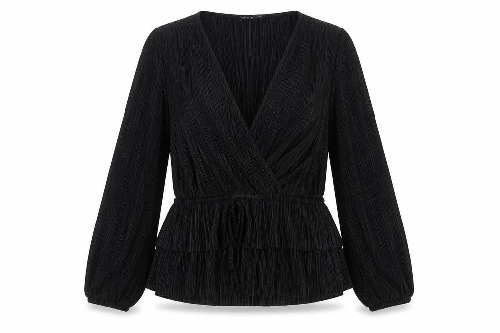 Womens UK Size XS Zara Black Wrap Blouse