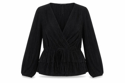 Womens UK Size XS Zara Black Wrap Blouse