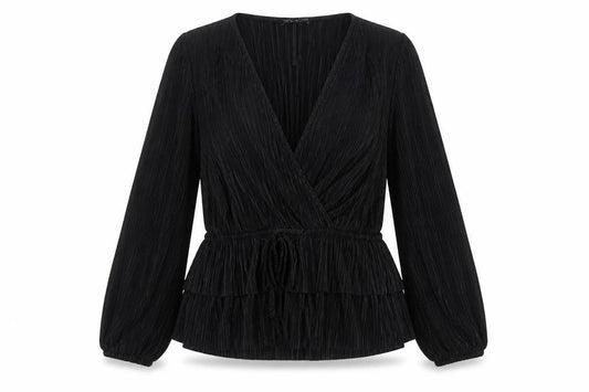 Womens UK Size XS Zara Black Wrap Blouse
