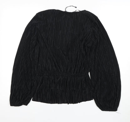 Womens UK Size XS Zara Black Wrap Blouse
